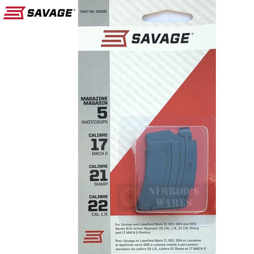 SAVAGE MKII 22LR 17HM2 (Mach 2) 5 Round Steel Magazine 90005 SAVAGE MKII 22LR 17HM2 (Mach 2) 5 Round Steel Magazine 90005