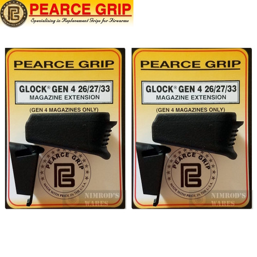 Pearce Grip Gen4 GLOCK 26 27 33 39 Grip Extension PLUS 2-PACK - ADD CAPACITY to MAGAZINE PG-G42733