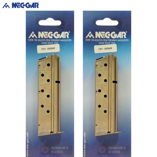 Mec-Gar 1911 .40 S&W 8 Round Nickel Magazine 2-PACK MGCGOV40N