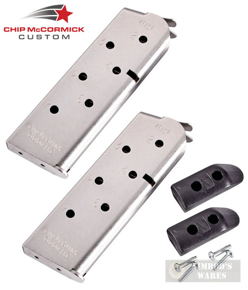 Chip McCormick Compact 1911 .45ACP 7 Round MAGAZINE 2-PACK + PADS MATCH GRADE M-MG-45CP7-P