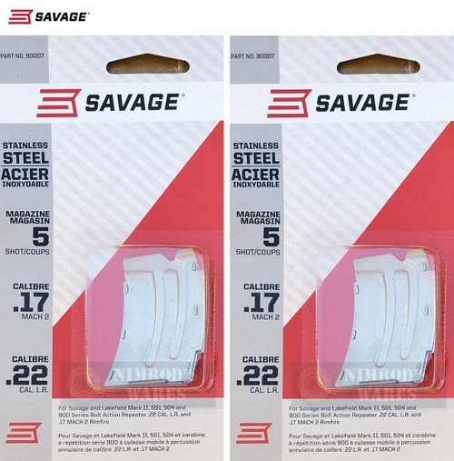 SAVAGE MKII 900 22LR 17 Mach2 5 Round MAGAZINE 2-PACK 90007 SAVAGE MKII 900 22LR 17 Mach2 5 Round MAGAZINE 2-PACK 90007