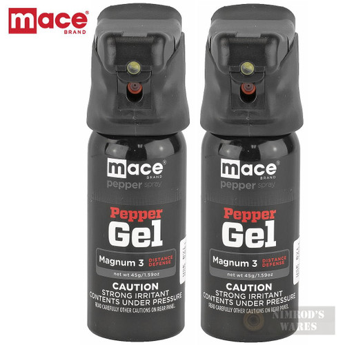 MACE PepperGEL Night Defender 2-PACK 18ft RANGE 20 Bursts LED Light 45gm 80352 80817