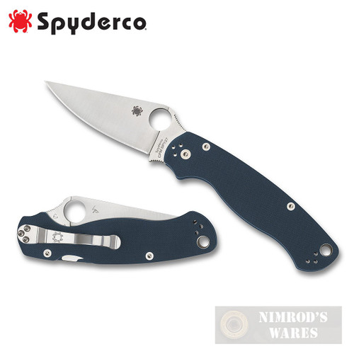 Spyderco Para Military 2 KNIFE Folding 3.45" G-10 COBALT BLUE Handle C81GPCBL2