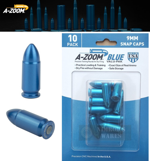 A-Zoom SNAP CAPS 9mm 10-pk Metal Train Test Dry Fire 15316