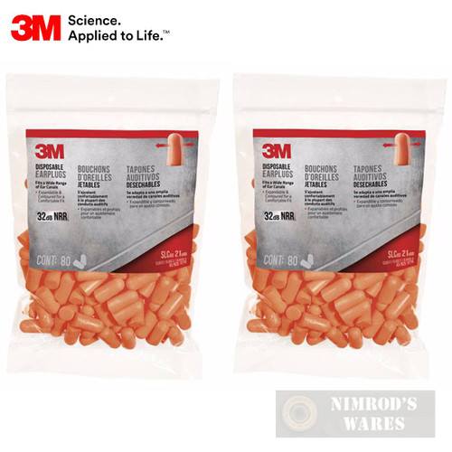 3M Disposable EAR PLUGS Protection Nrr 32 dB 160-Pairs 92800H80DC