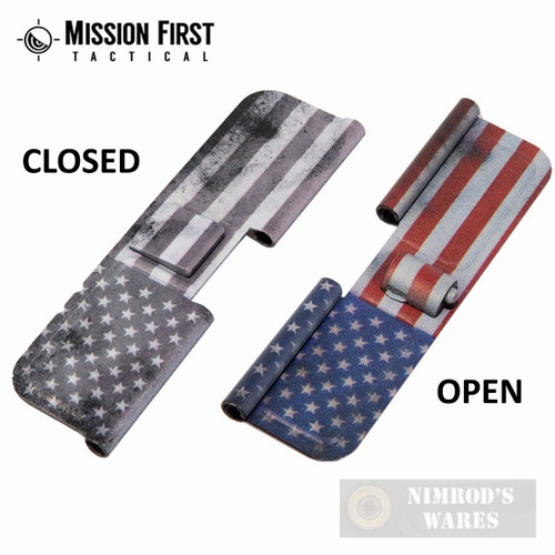 Mission First Tactical AR Ejection Port Cover Dust Cover US Flag Matte Steel E2AREPDC-AMF Mission First Tactical AR Ejection Port Cover Dust Cover US Flag Matte Steel E2AREPDC-AMF