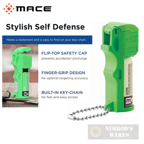 MACE Pocket PEPPER SPRAY 10ft 15 Bursts Self-Defense Neon Green 80744