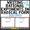 Writing Rational Exponents in Radical Form: 20 Task Cards