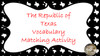 Republic of Texas Vocabulary Activity