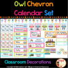 Owl and Chevron Calendar Set and Classroom Decorations