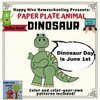 Dinosaur Paper Plate Animal Craft Paper & DIGITAL version! - Dinosaur Day June 1st
