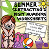 Subtracting 2 Digit Numbers Worksheets – Summer Themed