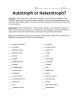 Autotroph or Heterotroph Classification Activity