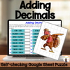 Adding Decimals- Digital Self Grading Puzzle