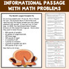Reading Comprehension & Math  Worksheets - Thanksgiving Dinner