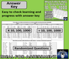 MATH Place Value, Multiplying and Dividing by 10, 100 and 1000 - 108 questions and key