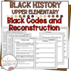 Reconstruction Era Black Codes Passages Black History Upper Elementary Students
