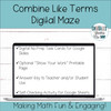 Combine Like Terms Digital Maze
