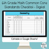 6th Grade Math Common Core State Standards Checklist - Digital