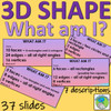 3D Shape - solids, nets and descriptions - 37 slides for teaching