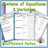 Systems of Equations: 2 Variables Scaffolded Notes