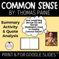 Common Sense Visual "Book" Summary and Quote Placard Analysis Digital