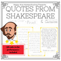 Quotes from Shakespeare Copywork - Handwriting practice  and QR codes to watch!
