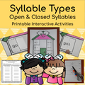 Syllable Types: Open & Closed Syllable Interactive Printable Activity Pack