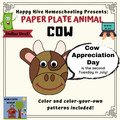 Cow Paper Plate Animal Craft Paper & DIGITAL version! - Cow Appreciation Day July 15th