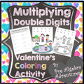 Valentine's Day Multiplying Double Digit Numbers Coloring Activity