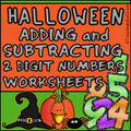 2 Digit Addition and Subtraction Worksheets - Halloween Themed