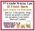 7th Grade Math Warm Ups Set 6