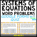 Systems of Equations Word Problems: Google Forms Quiz - 16 Problems