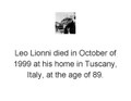Leo Lionni Biography Scavenger Hunt