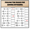Integers - Adding with Integer Chips - Digital and Printable