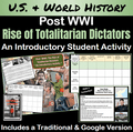 Post-WWI | Totalitarian Dictators | Hitler, Stalin | Introductory Activity