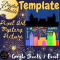 New Years 2024 Activities Pixel Art Mystery Picture Template DIGITAL EDITABLE