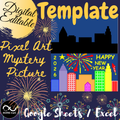 New Years 2026 Activities Pixel Art Mystery Picture Template DIGITAL EDITABLE