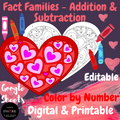 Math Color by Number Fact Families - Addition & Subtraction Printable & Digital