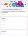 Animal Cells Web Quest (MS-LS1) (GREAT SUB PLANS or DISTANCE LEARNING!)