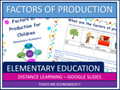 Factors of Production Elementary Economics, Distance Learning Worksheets PDF