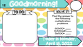 April Math Problem a Day Third Grade April Editable Morning Message Solve It