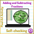 Earth Day Adding and Subtracting Fractions Pixel Art Activity Google Sheets