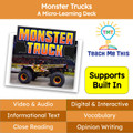 Monster Trucks Informational Text Reading Passage and Activities