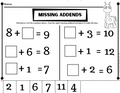 Missing Addends Worksheet