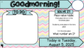 August Editable Morning Message (Math Solve It's)