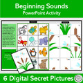 Beginning Sounds  6 Secret Picture Puzzles using PowerPoint