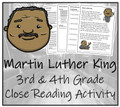 Martin Luther King Close Reading Activity | 3rd Grade & 4th Grade