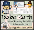 Babe Ruth Close Reading Comprehension Activities | 3rd Grade & 4th Grade