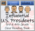American Presidents Volume I Close Reading Activity Book 3rd Grade & 4th Grade